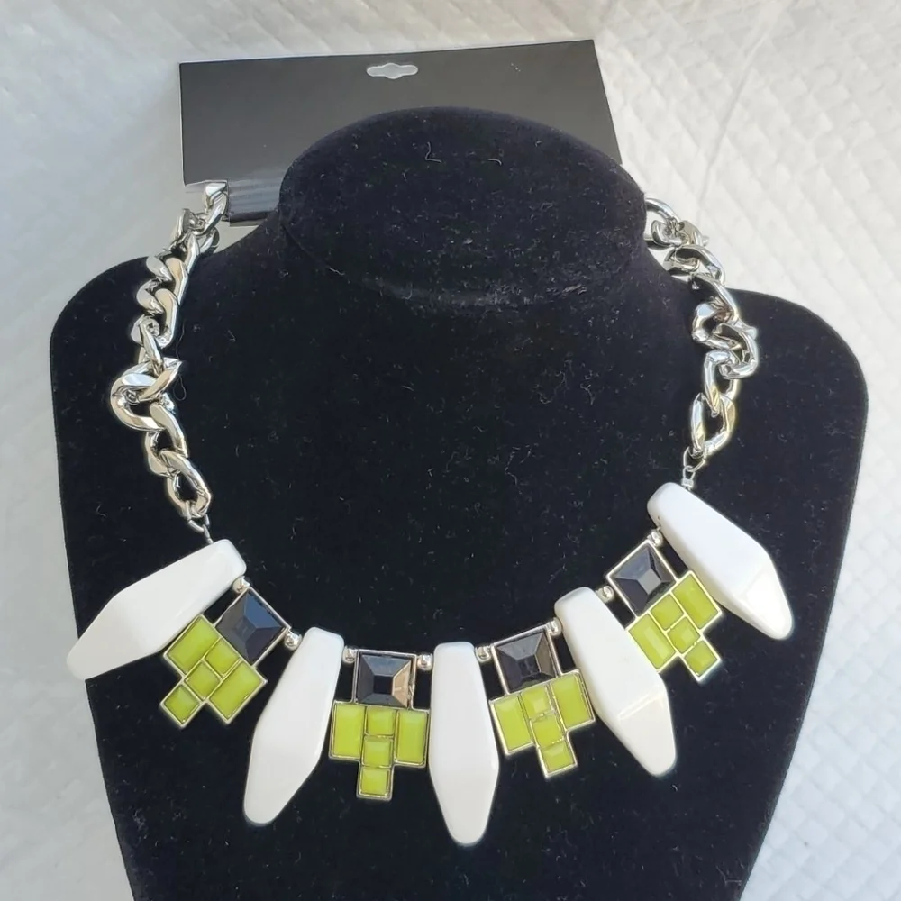 NEW CURB CHAIN COLORBLOCK NECKLACE SUMMER‎ - Picture 3 of 8